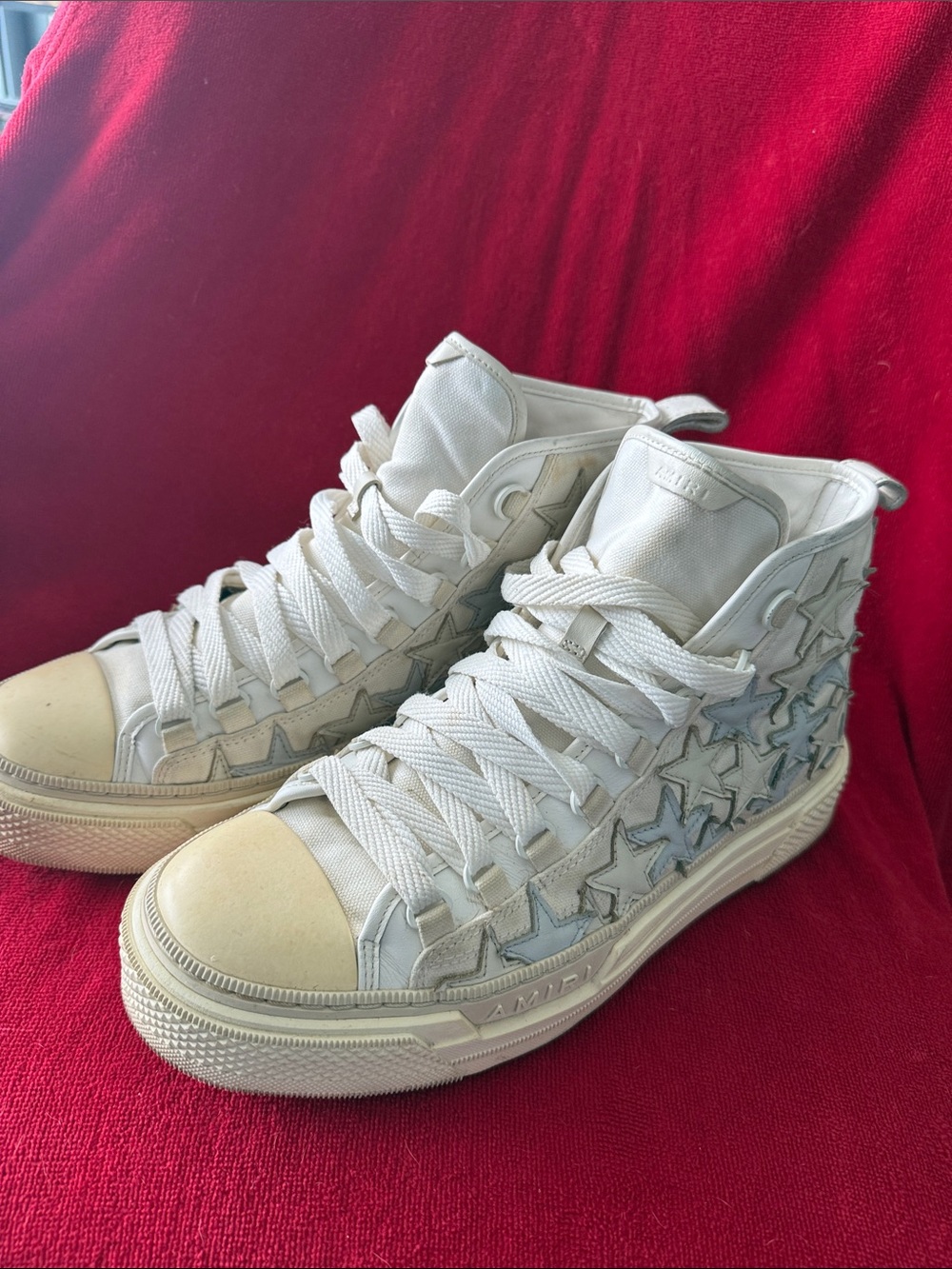 AMIRI  White High-Top Star-Embellished Sneakers - Picture 2 of 6